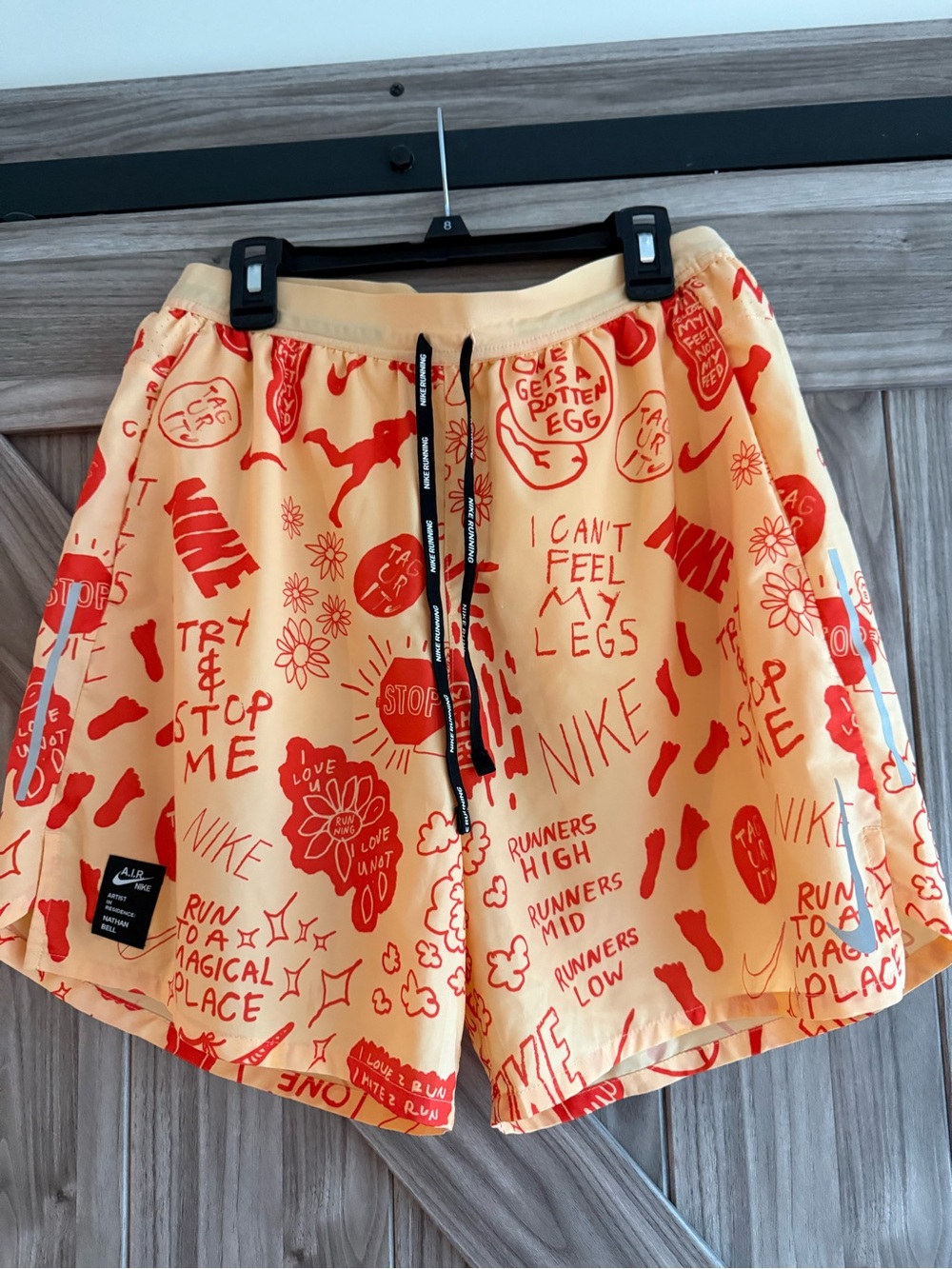 RARE Nike Dri-FIT Nike Running Graphic Print Shorts Nathan Bell mens medium